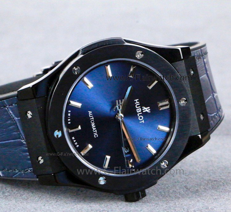 Knockoff Hublot Classic Fusion Blue Dial All Black Watch